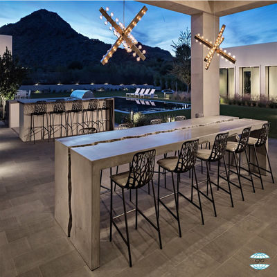 खरीदें समकालीन मौसम प्रतिरोधी आउटडोर फाइबर सीमेंट कंक्रीट भोजन टबले सेट के साथ मजबूत पैर online manufacture