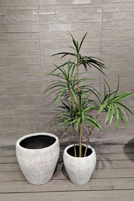 खरीदें सफेद मोज़ेक जैसे ईंट डिज़ाइन गोल फाइबर क्ले फ्लावर पॉट हल्का वज़न विला कार्यालय परियोजना online manufacture